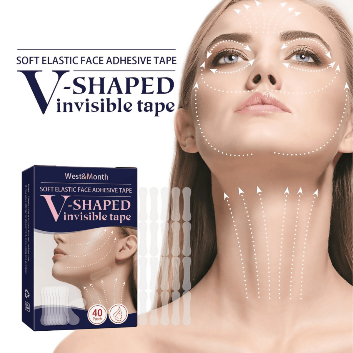 Cintas lifting facial invisibles, caja de 40 tiras