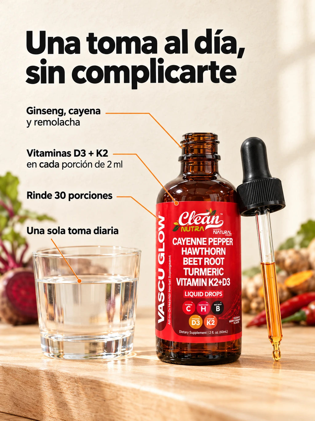 Vascu Glow · Gotas naturales para energía y circulación (60 ml)