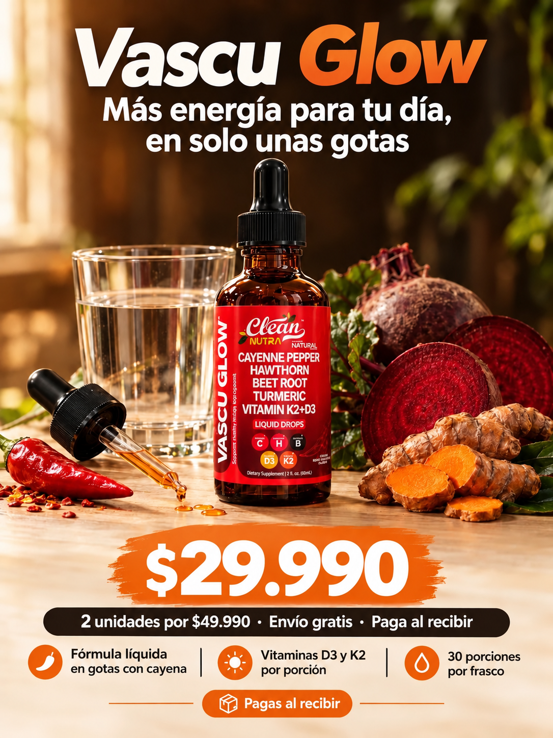 Vascu Glow · Gotas naturales para energía y circulación (60 ml)